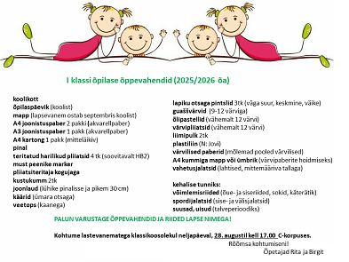 1. ja 2.klassi lastevanematele