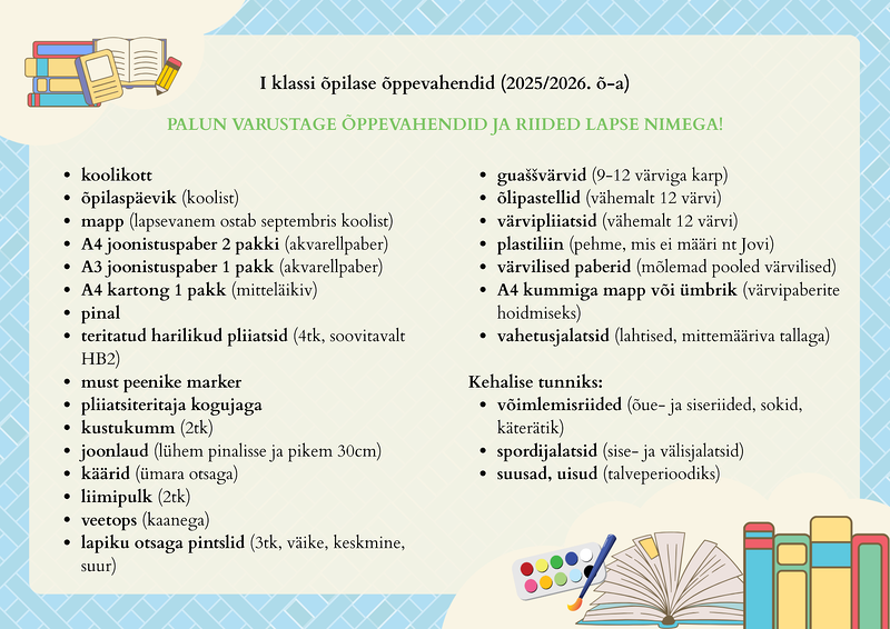 Info 1.klassi astujate lapsevanematele